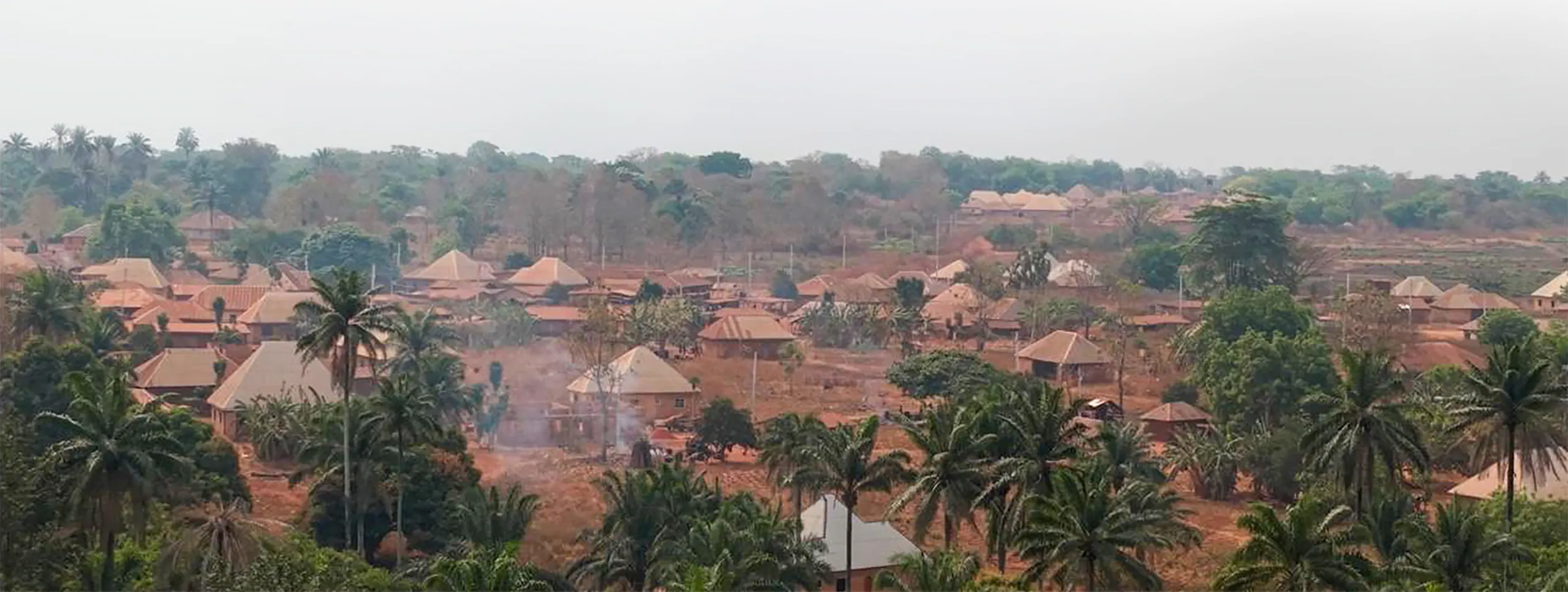 Solar mini grid at golden hour in rural Nigeria